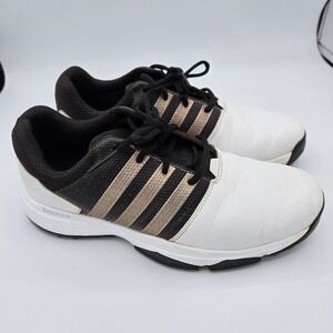 Adidas Golf Shoes Mens Bounce White Black Stripe Low Top Cleats